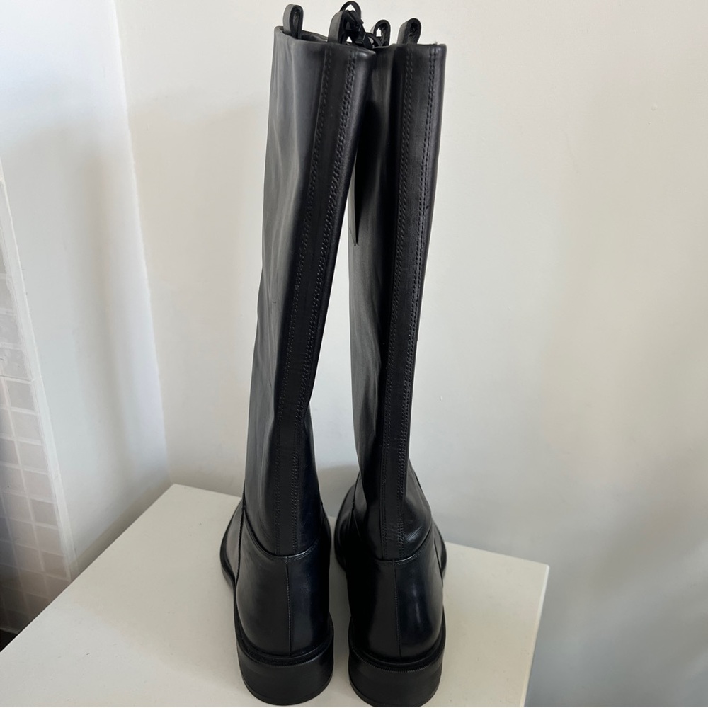 Zara black knee high equestrian riding flat boots - Picture 3 of 11